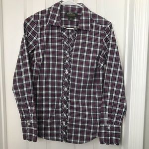 Eddie Bauer Maroon / White Button Down Flannel